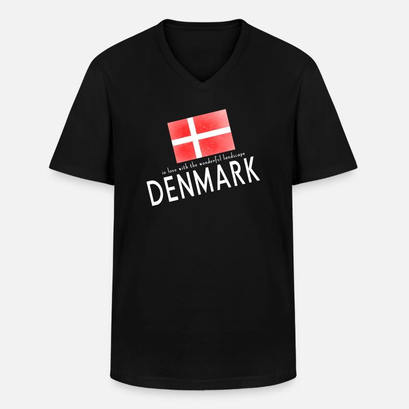 Dänemark Danmark - Männer-T-Shirt mit V-Ausschnitt - Schwarz