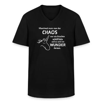 lustiger Spruch witzige Sprüche Chaos schütteln 2 - Männer-T-Shirt mit V-Ausschnitt - Schwarz - Vorne - AI Model Male 178 dark (178cm)