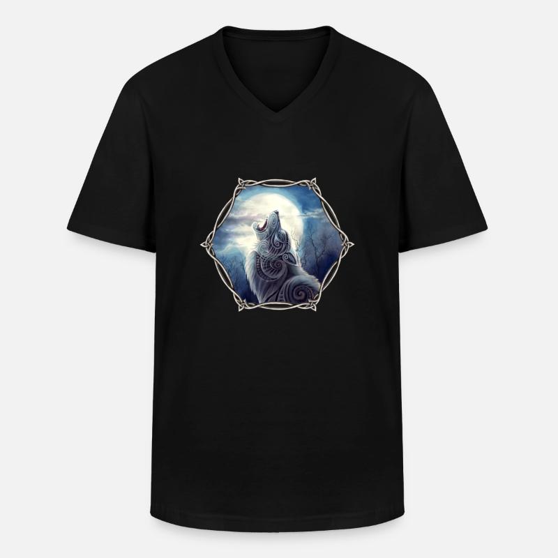 Freki - Männer-T-Shirt mit V-Ausschnitt - Schwarz
