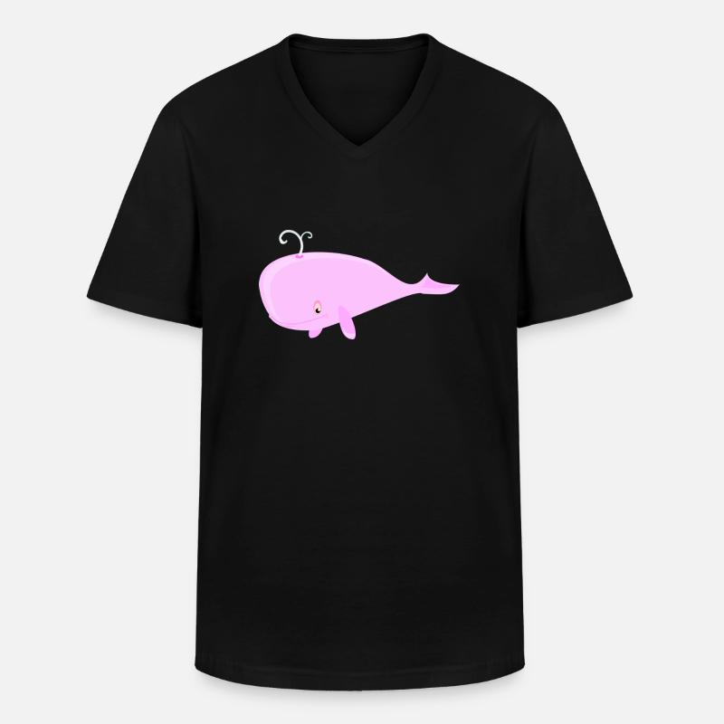Wal Pink - Männer-T-Shirt mit V-Ausschnitt - Schwarz