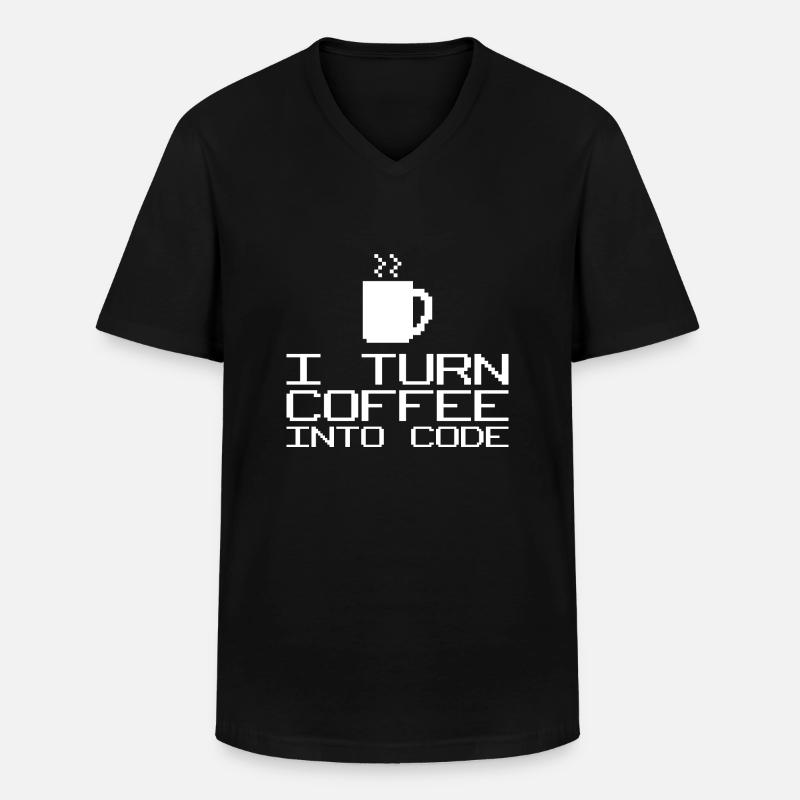 Ich verwande Kaffee in Code - Männer-T-Shirt mit V-Ausschnitt - Schwarz