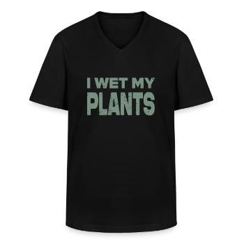 I wet my plants - Men's V-Neck T-Shirt - black - Front - AI Model Male 178 dark (178cm)