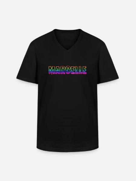 marcelle rs rainbow - Men's V-Neck T-Shirt - black