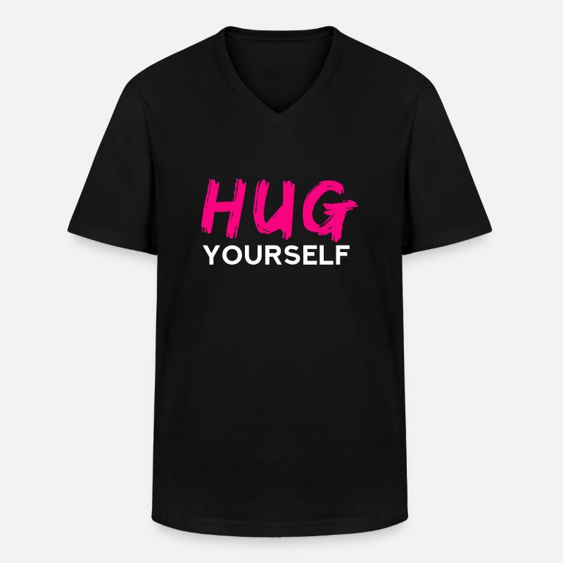 HUG Yourself - Männer-T-Shirt mit V-Ausschnitt - Schwarz