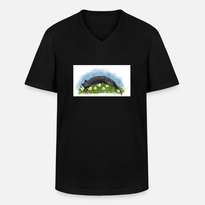 Katze schläft - Männer-T-Shirt mit V-Ausschnitt - Schwarz