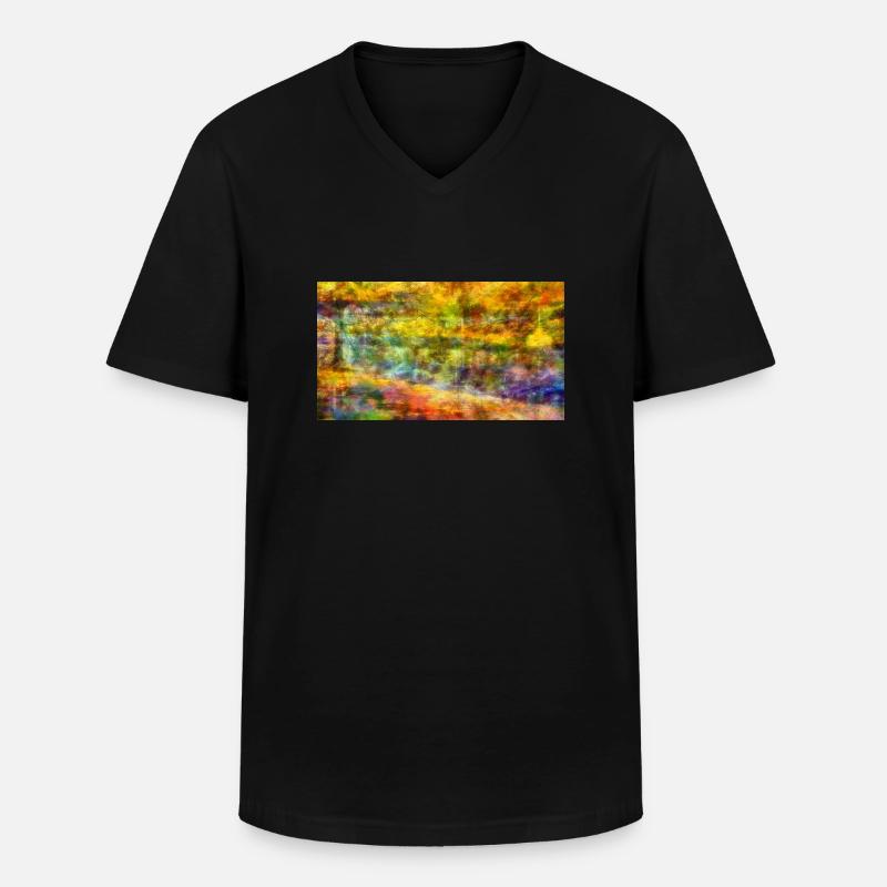 Herbst - Männer-T-Shirt mit V-Ausschnitt - Schwarz