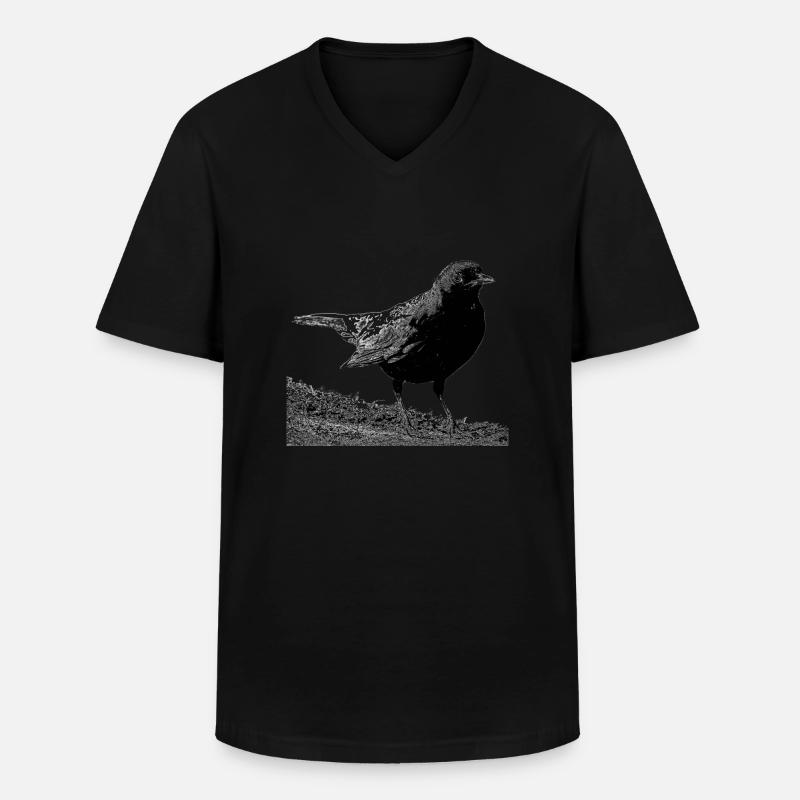Amsel, A730357 - Männer-T-Shirt mit V-Ausschnitt - Schwarz