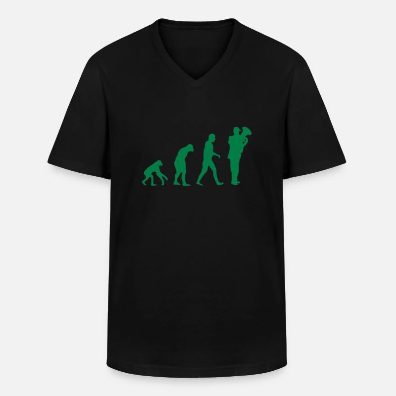 tuba evolution - Männer-T-Shirt mit V-Ausschnitt - Schwarz