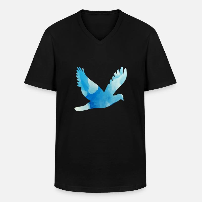 Friedenstaube in Eisblau - Männer-T-Shirt mit V-Ausschnitt - Schwarz