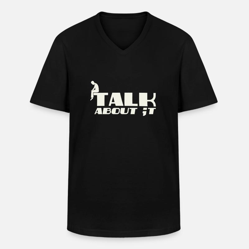 Talk about it - Männer-T-Shirt mit V-Ausschnitt - Schwarz