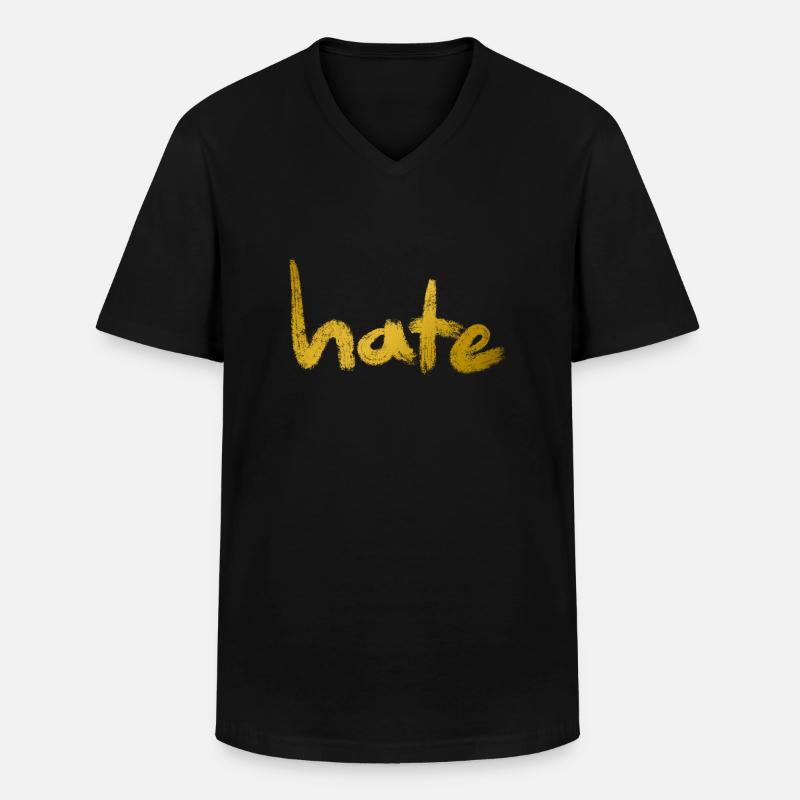 Hate Text Gold - Männer-T-Shirt mit V-Ausschnitt - Schwarz