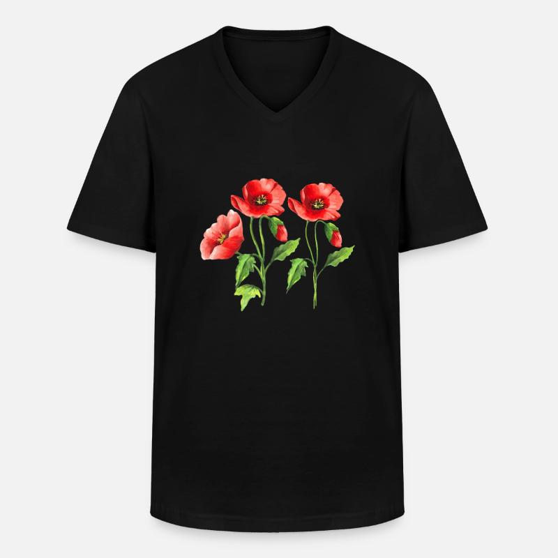 Blumen - Männer-T-Shirt mit V-Ausschnitt - Schwarz