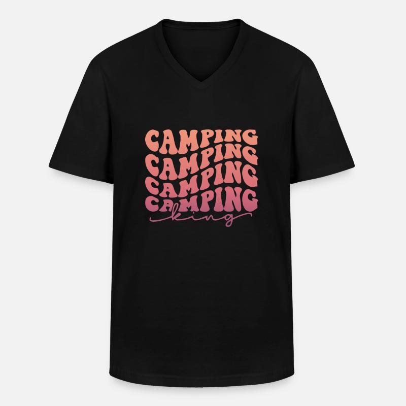 Camping Camping Camping King - Männer-T-Shirt mit V-Ausschnitt - Schwarz