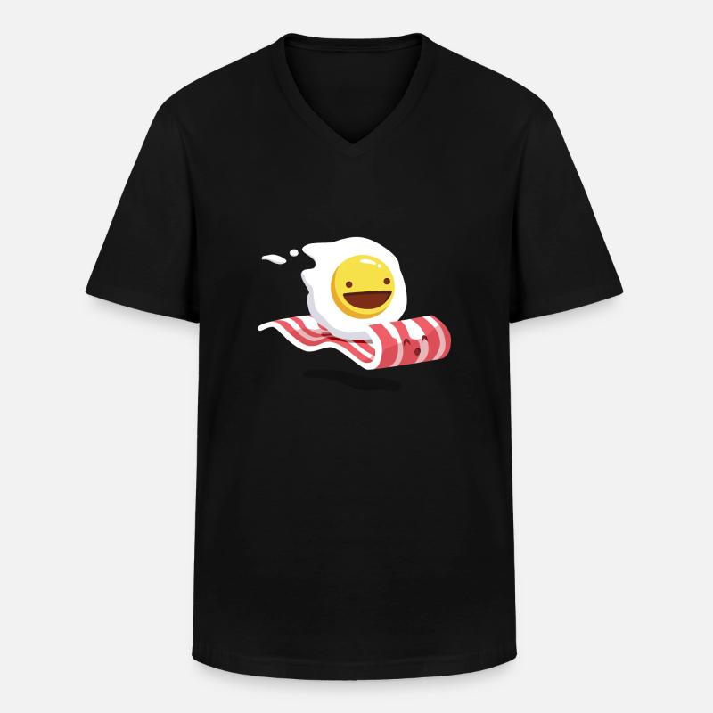 Egg Bacon Buddies - Männer-T-Shirt mit V-Ausschnitt - Schwarz