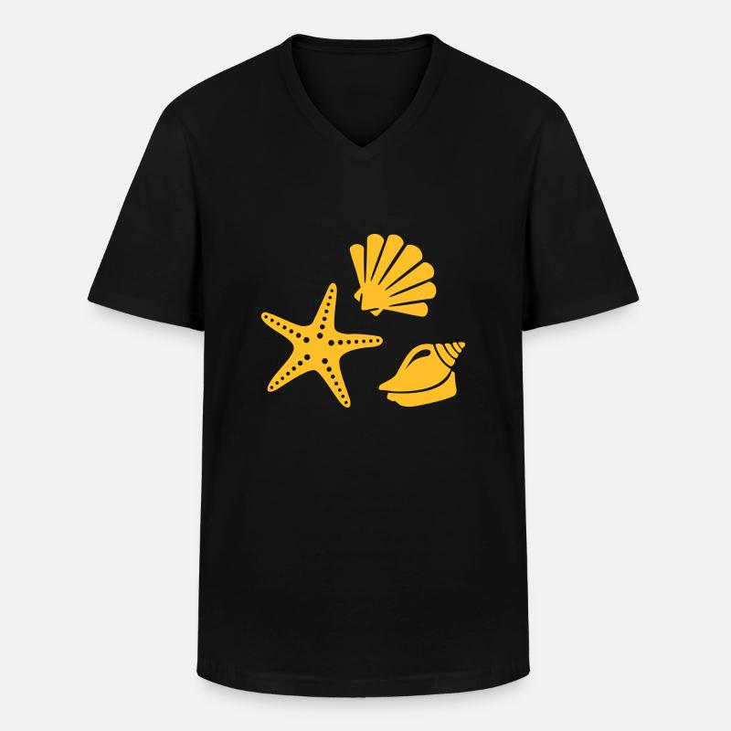 Muschel - Männer-T-Shirt mit V-Ausschnitt - Schwarz