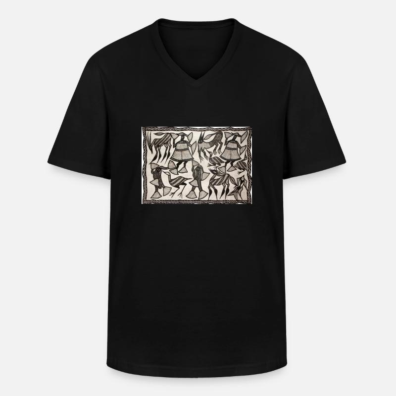Korhogo 2 Leinwand - Männer-T-Shirt mit V-Ausschnitt - Schwarz
