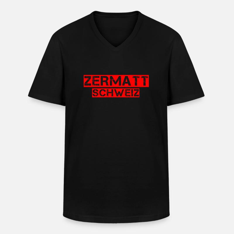 Zermatt - Männer-T-Shirt mit V-Ausschnitt - Schwarz