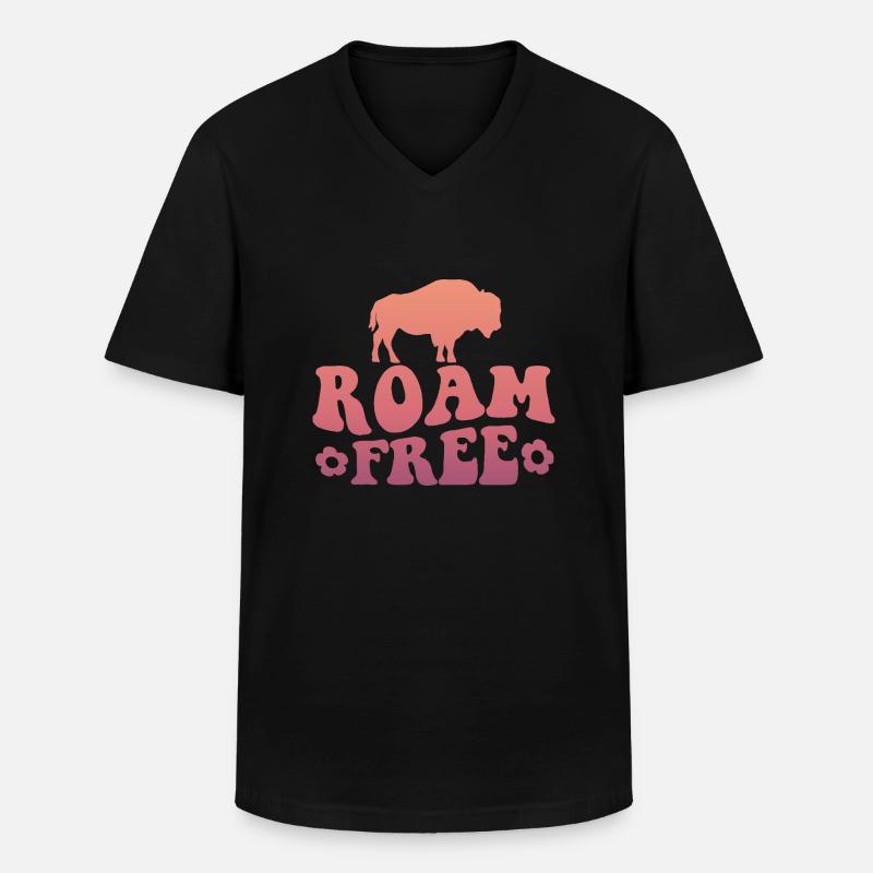 Roam Free Camping - Männer-T-Shirt mit V-Ausschnitt - Schwarz