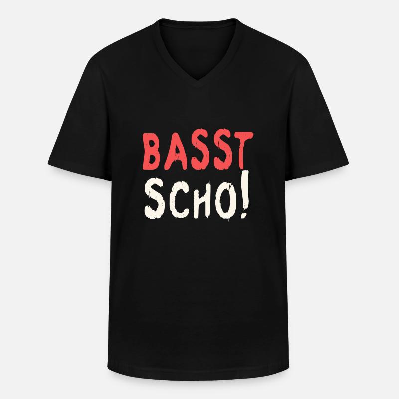 Basst scho rot baige text - Männer-T-Shirt mit V-Ausschnitt - Schwarz