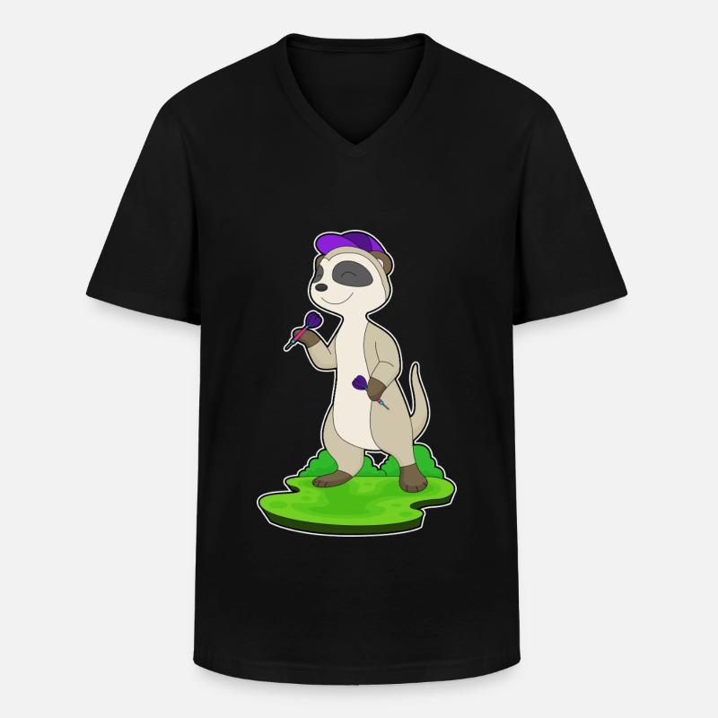 Erdmännchen Dart Dartpfeil - Männer-T-Shirt mit V-Ausschnitt - Schwarz