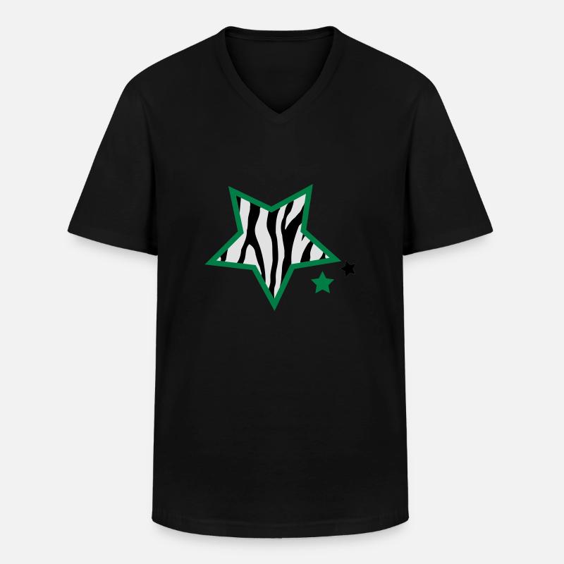 zebrastars - Männer-T-Shirt mit V-Ausschnitt - Schwarz