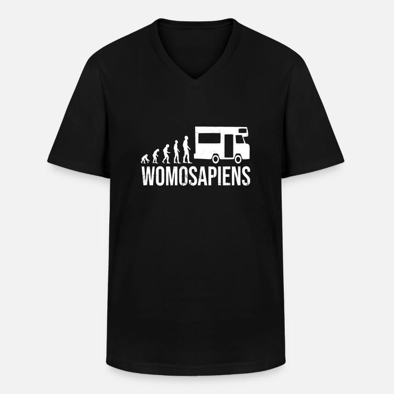 Womosapiens Wohnmobil Evolution - Männer-T-Shirt mit V-Ausschnitt - Schwarz