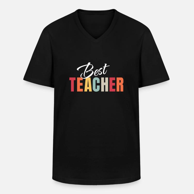 BESTER LEHRER - Männer-T-Shirt mit V-Ausschnitt - Schwarz