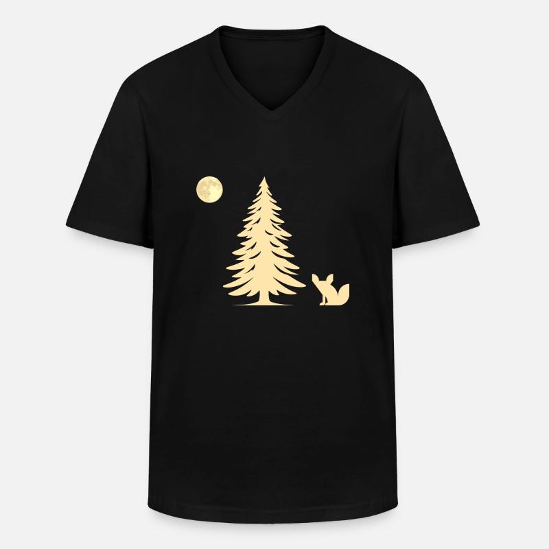 Fuchs im Wald - Geschenkidee - Männer-T-Shirt mit V-Ausschnitt - Schwarz