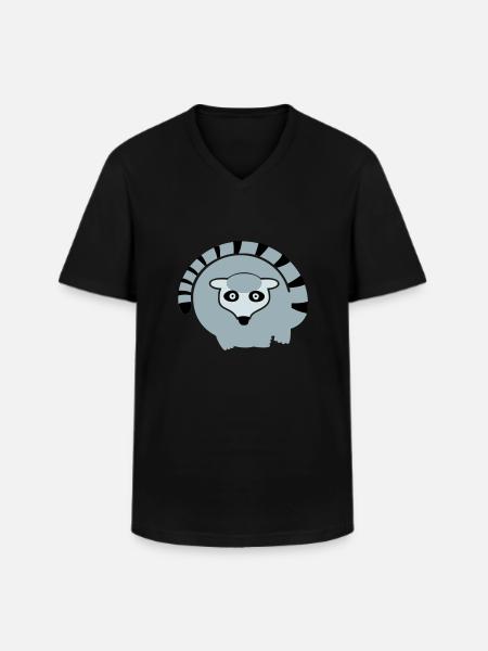lemur (3c) - Men's V-Neck T-Shirt - black
