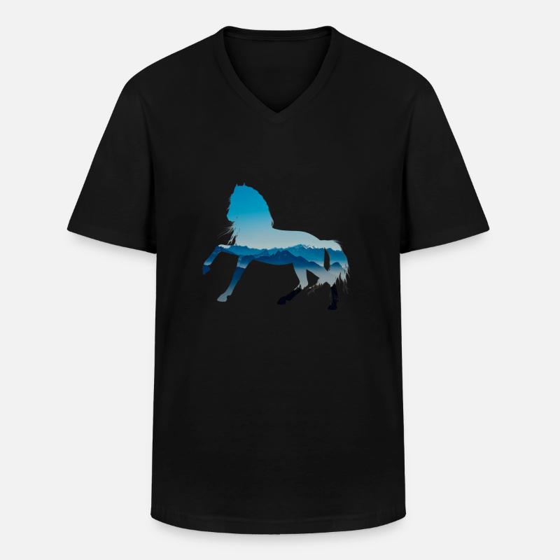 Pferd - Männer-T-Shirt mit V-Ausschnitt - Schwarz