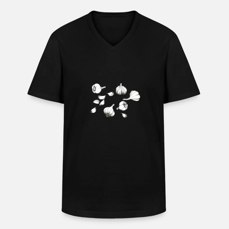 Knoblauch - Männer-T-Shirt mit V-Ausschnitt - Schwarz