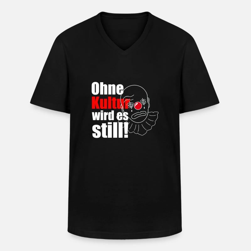 Ohne Kultur wird es still! - Männer-T-Shirt mit V-Ausschnitt - Schwarz