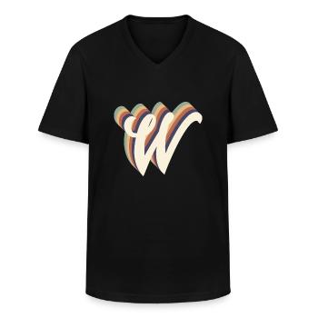 Buchstabe W - Männer-T-Shirt mit V-Ausschnitt - Schwarz - Vorne - AI Model Male 178 dark (178cm)