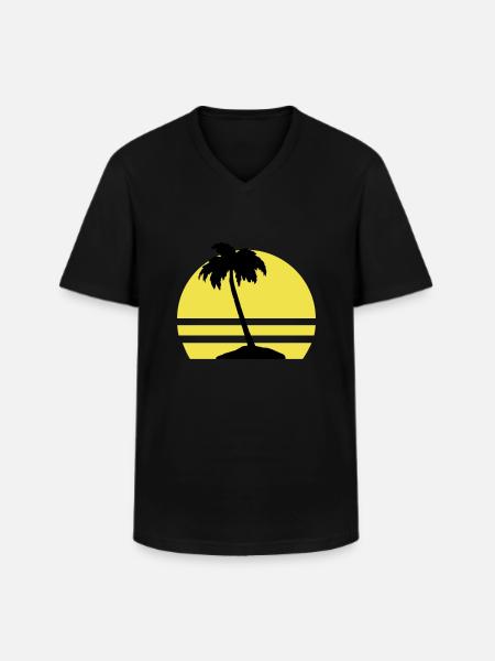 palmen insel - Männer-T-Shirt mit V-Ausschnitt - Schwarz