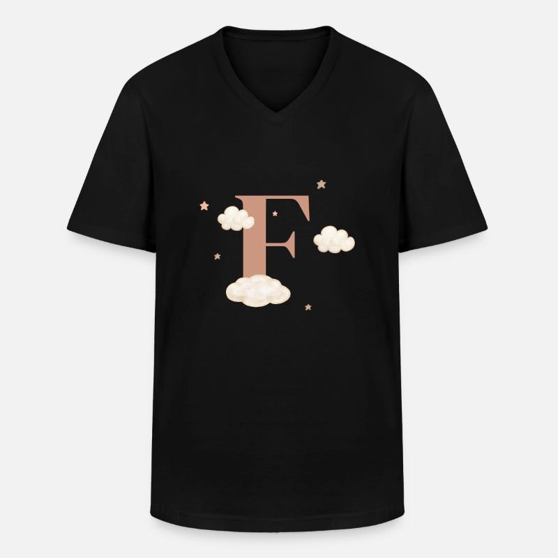 Buchstabe f bewölkt Sterne - Männer-T-Shirt mit V-Ausschnitt - Schwarz