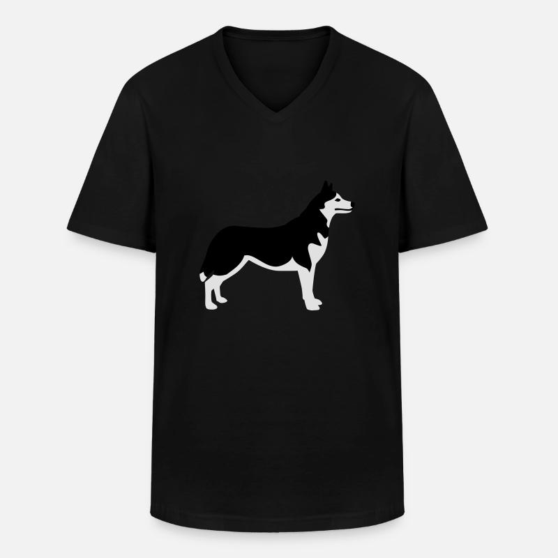 Husky - Männer-T-Shirt mit V-Ausschnitt - Schwarz