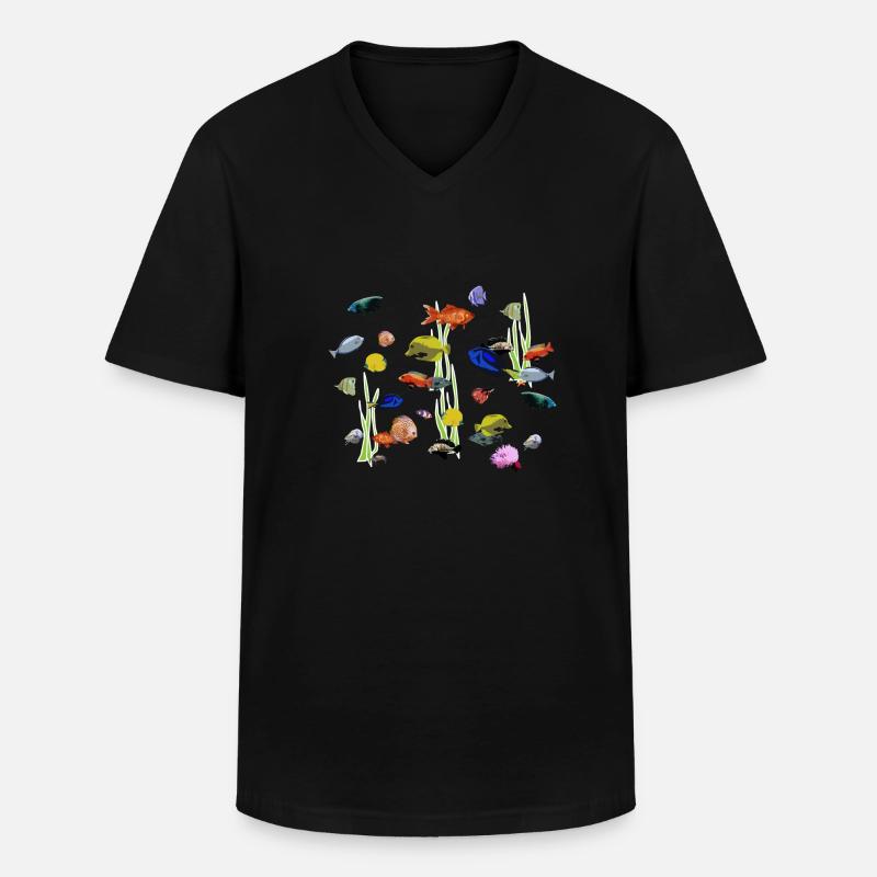 Fische - Männer-T-Shirt mit V-Ausschnitt - Schwarz