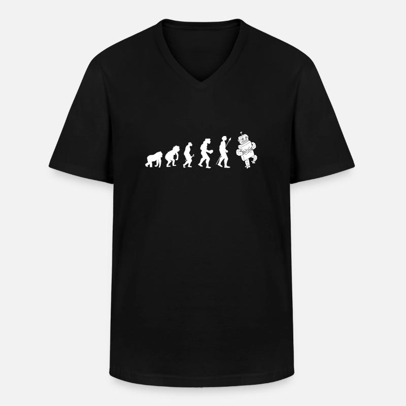 Evolution Roboter Geschenkidee - Männer-T-Shirt mit V-Ausschnitt - Schwarz