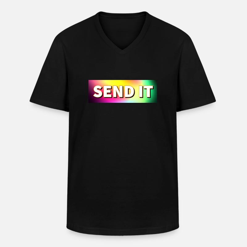 SEND IT Boxlogo - Männer-T-Shirt mit V-Ausschnitt - Schwarz