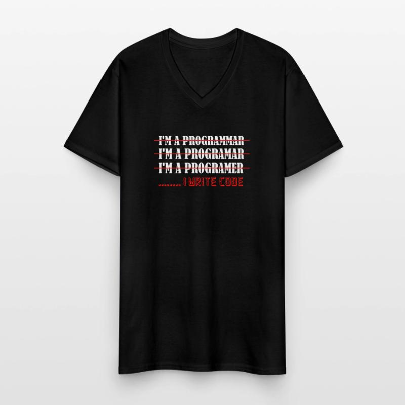 I'm A Programmar ........ I Write Code Software Co Männer-T-Shirt mit V-Ausschnitt