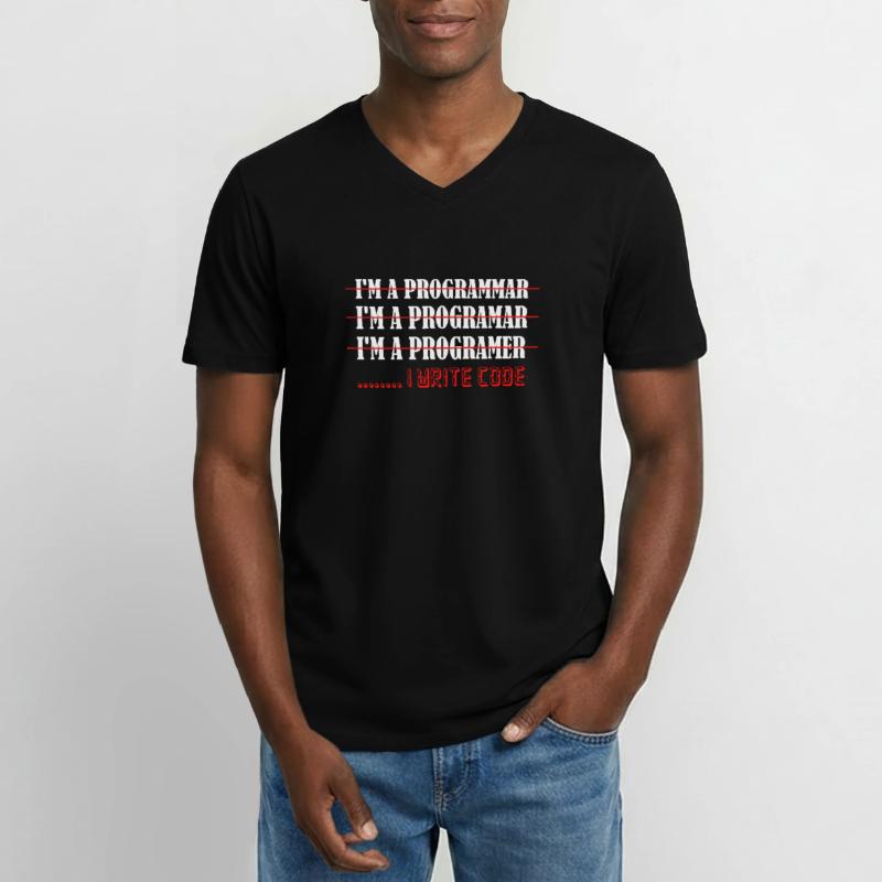 I'm A Programmar ........ I Write Code Software Co Männer-T-Shirt mit V-Ausschnitt