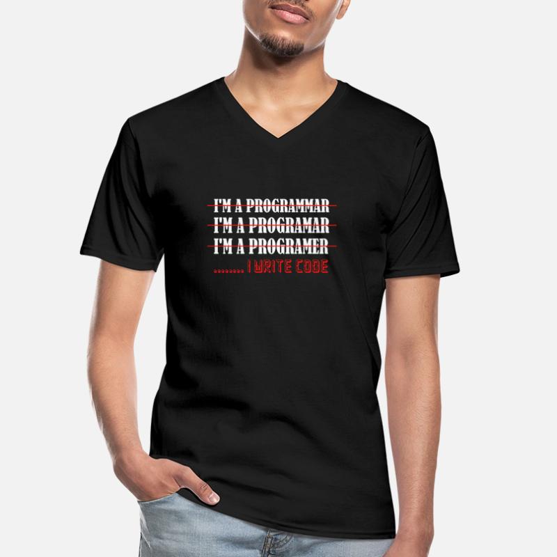 I'm A Programmar ........ I Write Code Software Co Männer-T-Shirt mit V-Ausschnitt
