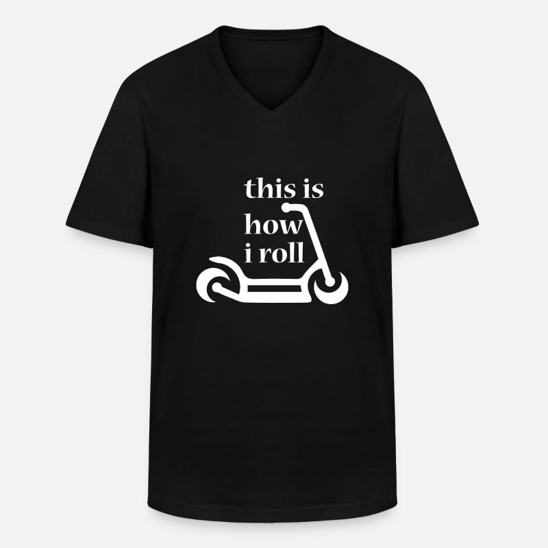 E-Scooter Roller - Männer-T-Shirt mit V-Ausschnitt - Schwarz