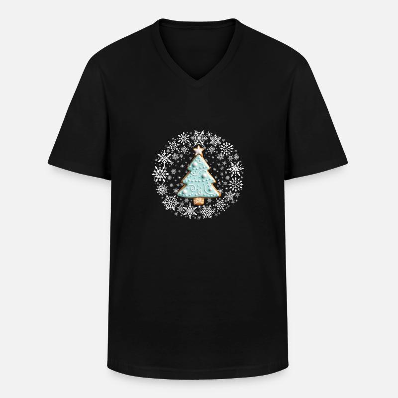 Weiße Weihnachten, Lebkuchenplätzchen White - Männer-T-Shirt mit V-Ausschnitt - Schwarz