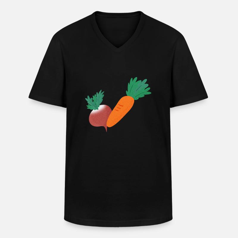 Radieschen & Karotte - Männer-T-Shirt mit V-Ausschnitt - Schwarz