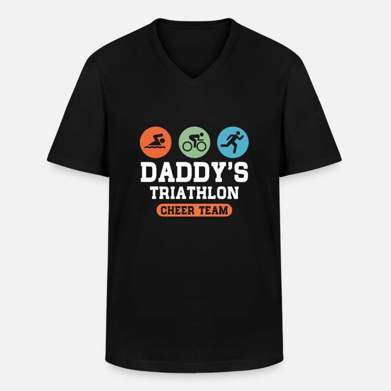Triathlon Daddy - Männer-T-Shirt mit V-Ausschnitt - Schwarz