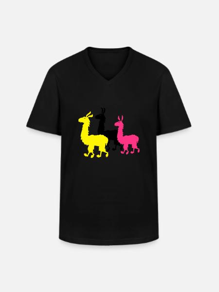 M- Lamas - Männer-T-Shirt mit V-Ausschnitt - Schwarz