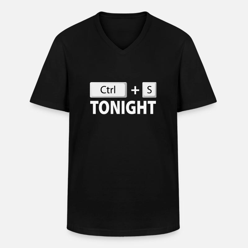 Save (Ctrl + S) tonight - Men's V-Neck T-Shirt - black