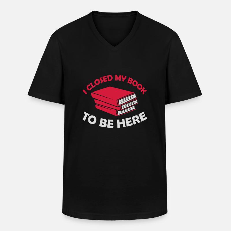 I closed my book - Männer-T-Shirt mit V-Ausschnitt - Schwarz