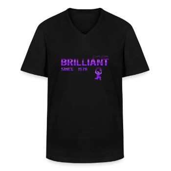 Brilliant since 1976 - Men's V-Neck T-Shirt - black - Front - AI Model Male 178 dark (178cm)